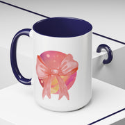 Pink/Yellow Planet Wrapped In A Bow Accent Coffee Mug