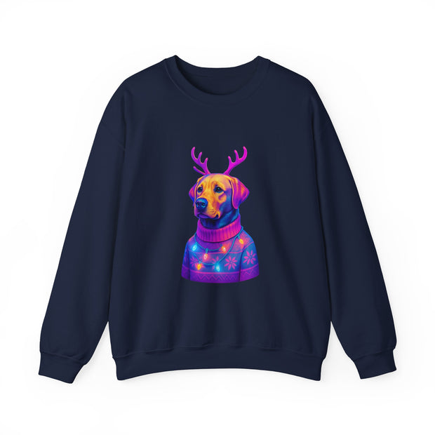 Neon Labrador Reindeer Sweater Sweatshirt | Colorful Dog Christmas Crewneck
