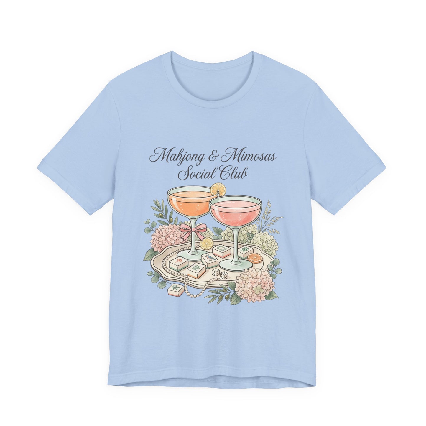 Mahjong & Mimosas Shirt, Mahjong Social Club Tee, Pastel Mahjong Graphic T-Shirt, Brunch Club Gift for Her