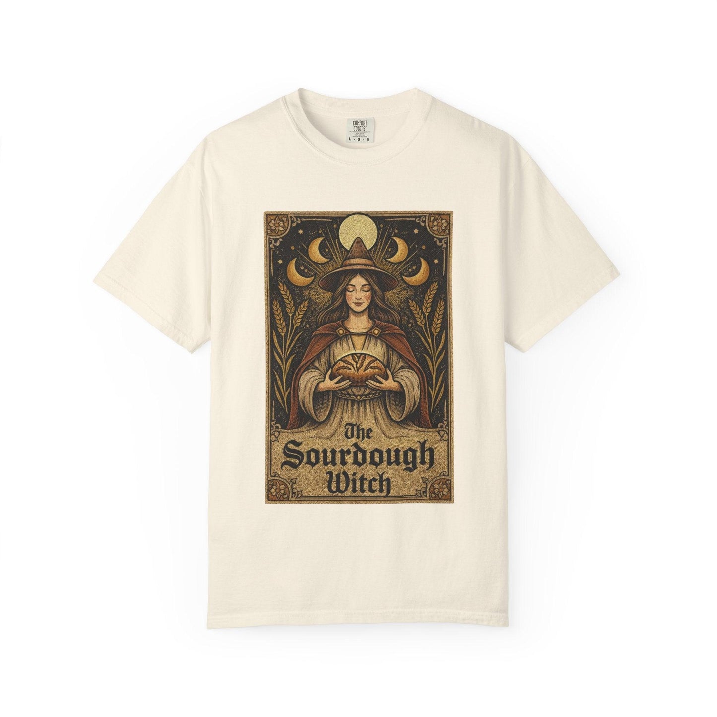 Sourdough Witch T-Shirt | Vintage Witch Art, Moon Phases, Baking Theme