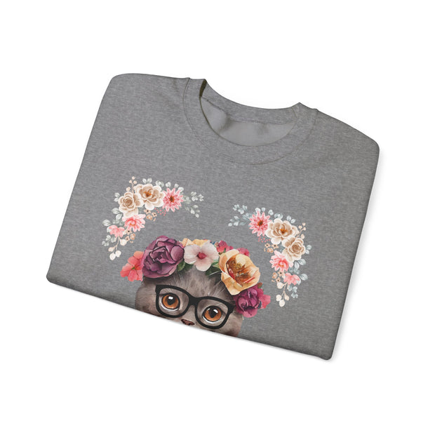 Geeky Goddess Dark Gray Cat Unisex Crewneck Sweatshirt