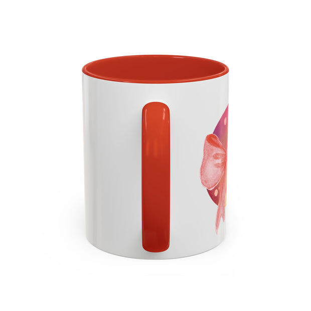 Pink/Yellow Planet Wrapped In A Bow Accent Coffee Mug