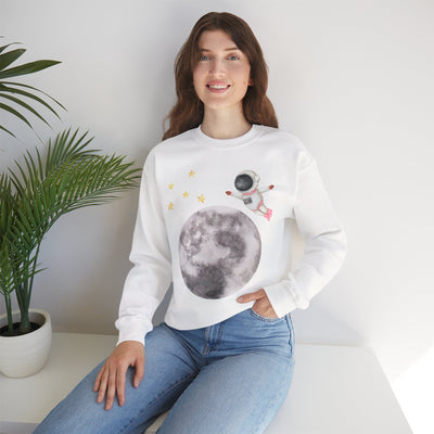 Astronaut Flying To The Moon Unisex Crewneck Sweatshirt