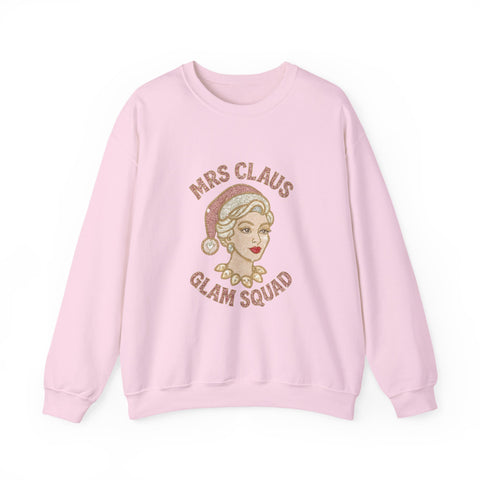 Mrs Claus Glam Squad Sweatshirt | Retro Mrs. Claus Illustration, Christmas Holiday Crewneck