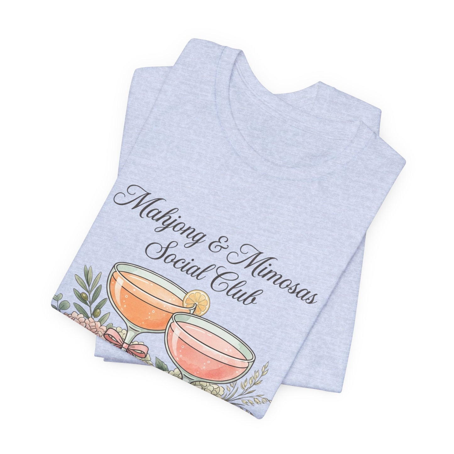 Mahjong & Mimosas Shirt, Mahjong Social Club Tee, Pastel Mahjong Graphic T-Shirt, Brunch Club Gift for Her