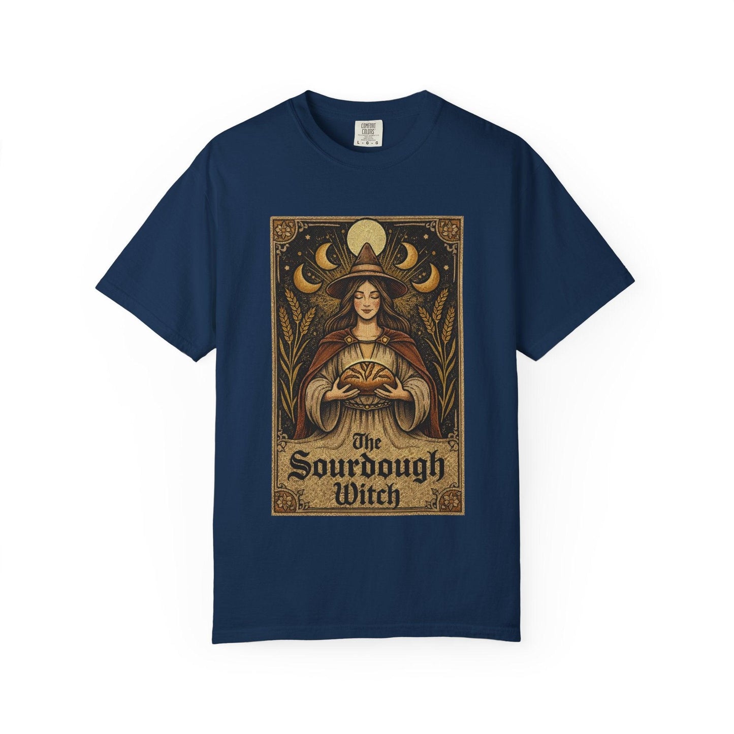 Sourdough Witch T-Shirt | Vintage Witch Art, Moon Phases, Baking Theme