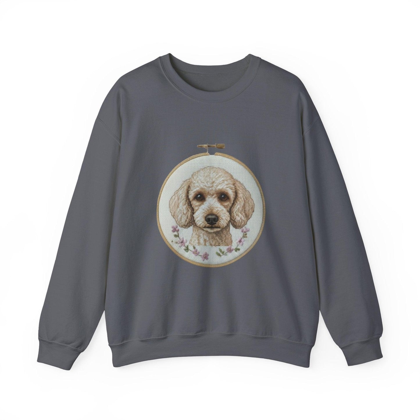 Vintage Embroidery Poodle Portrait sweatshirt | Dog Hoop Art