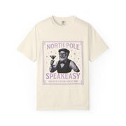 North Pole Speakeasy T-Shirt, Holiday T-Shirt, Unisex Christmas Tee, Vintage Style Tee, Fun Santa Shirt, Festive Gift Idea