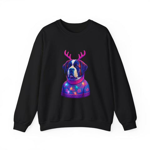 Saint Bernard with Reindeer Antlers sweatshirt | Holiday Dog Sweater Design