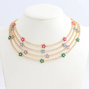 Vibrant Glam Flower Choker Necklace