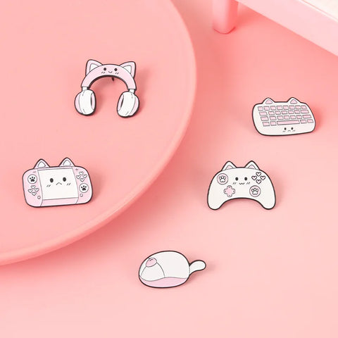 Gamer Cat Enamel Pin Collection