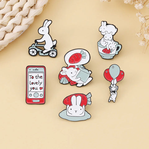 Rabbit Adventure Enamel Pin Collection