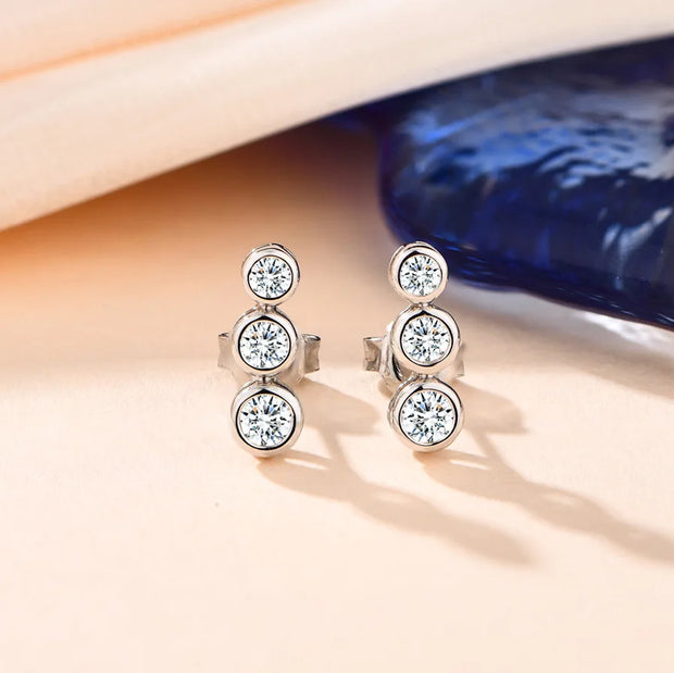 Moissanite Bezel Stud Earrings