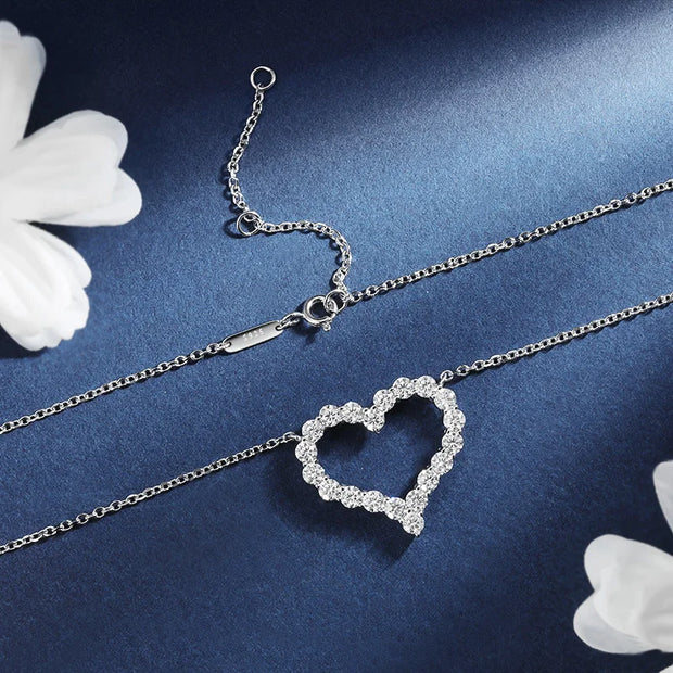 Moissanite Silver Heart Necklace