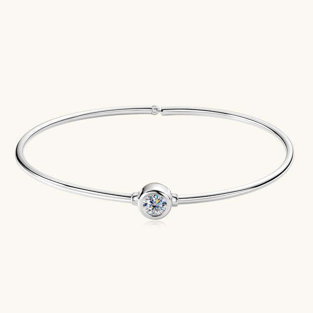 Moissanite Bezel Bangle Bracelet