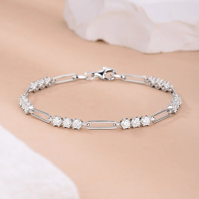 2.1 CT. Moissanite Bezel Paper Clip Bracelet