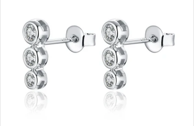 Moissanite Bezel Stud Earrings