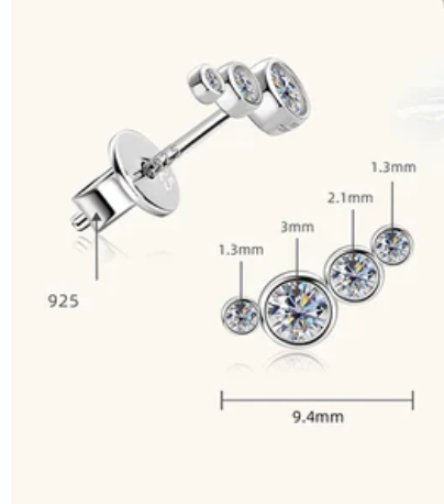 Moissanite Bezel Stud Earrings