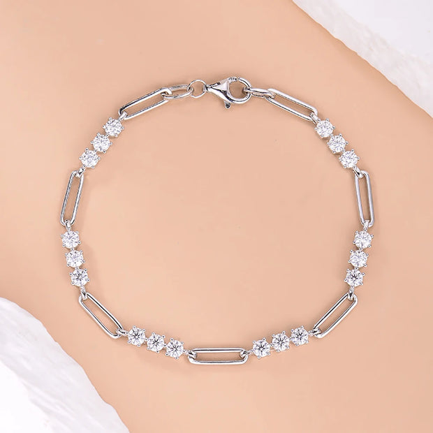 2.1 CT. Moissanite Bezel Paper Clip Bracelet