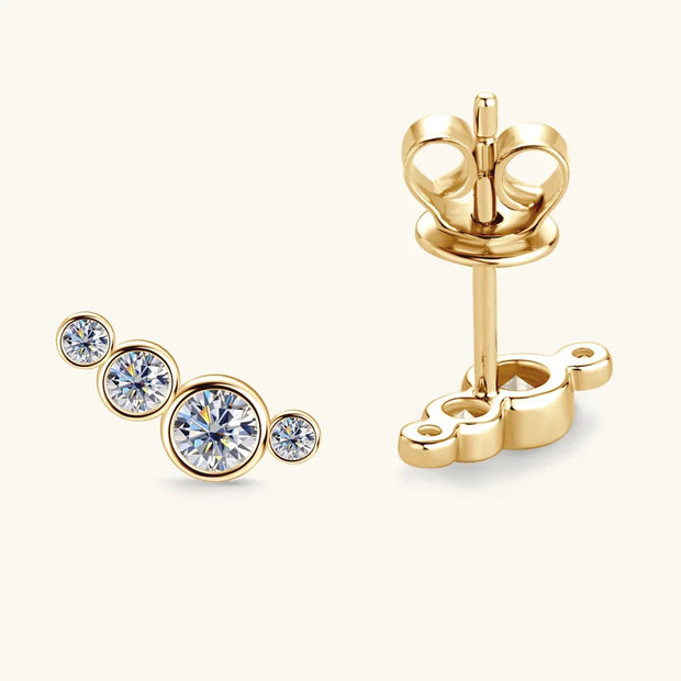 Moissanite Bezel Stud Earrings