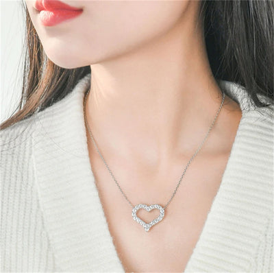 Moissanite Silver Heart Necklace