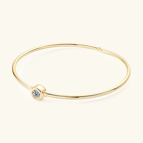 Moissanite Bezel Bangle Bracelet