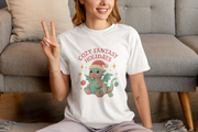 Cozy Fantasy Holidays Tee, Unisex Christmas T-shirt, Cute Dragon Apparel, Holiday Gift, Festive Graphic Tee