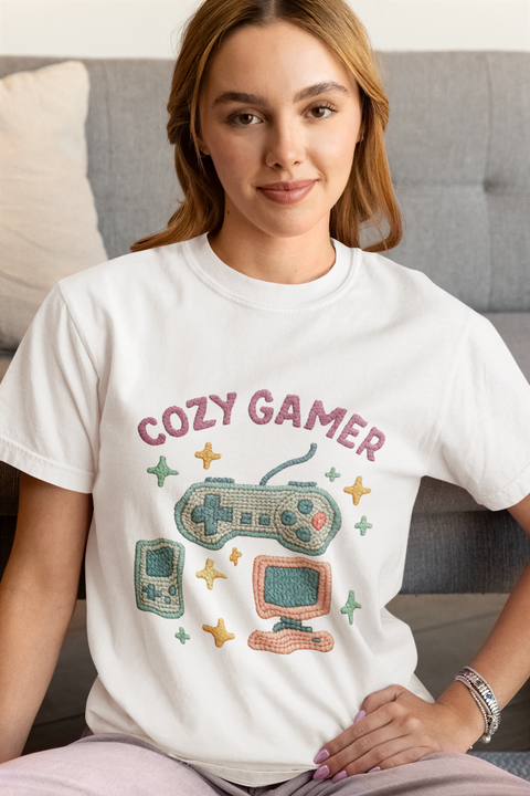 Cozy Gamer T-Shirt, Unisex Retro Gaming Tee, Video Game Lover Shirt, Perfect for Gamers, Gift for Birthdays and Holidays