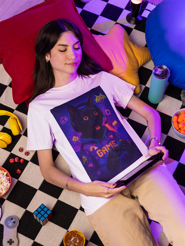 Game On Black Cat Unisex T-shirt