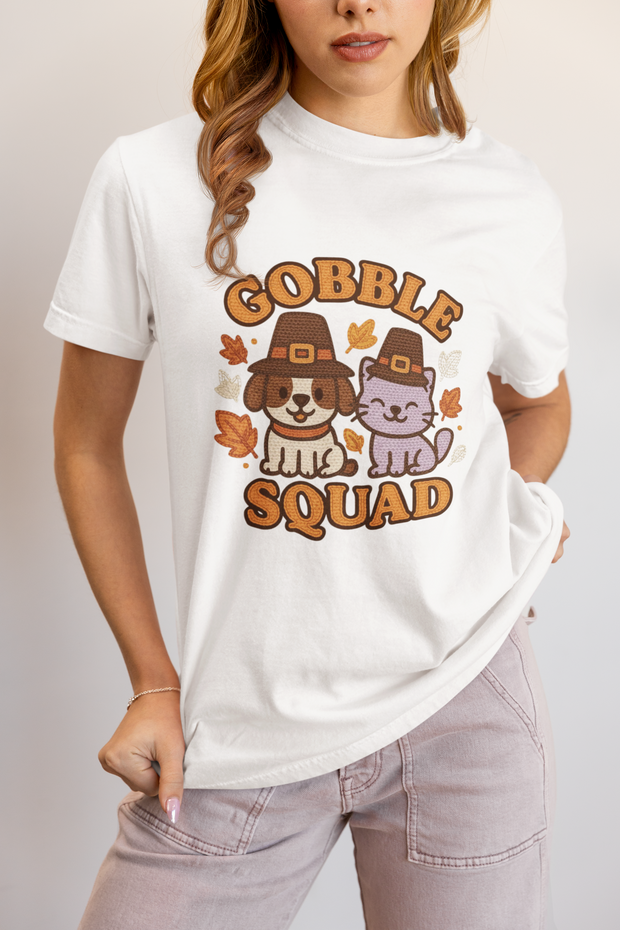 Thanksgiving Gobble Squad T-shirt, Unisex Tee for Pet Lovers, Fall Apparel, Thanksgiving Celebration, Cute Animal Shirt, Seasonal Gift
