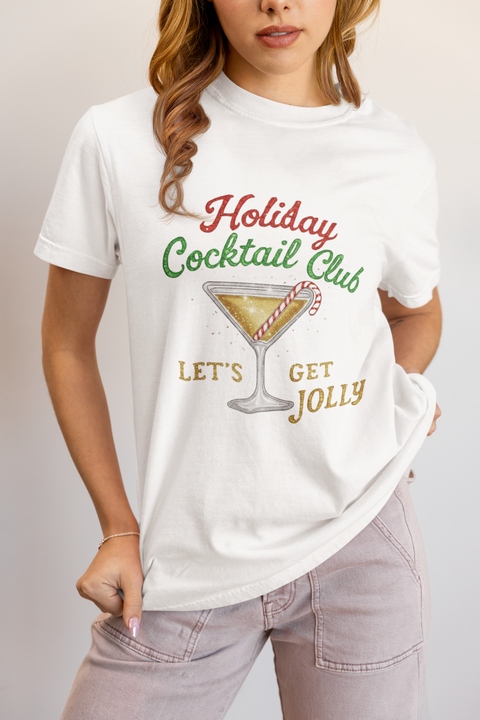 Holiday Cocktail Club T-Shirt | Let's Get Jolly Christmas Tee