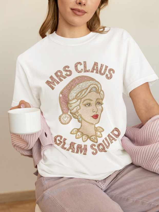 Mrs Claus Glam Squad T-Shirt | Retro Pinup Santa Lady Holiday Tee