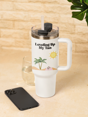 'Leveling Up My Tan' Insulated Travel Mug, 40oz