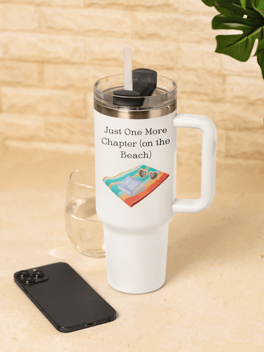 'Just One More Chapter (On The Beach)' Insulated Travel Mug, 40oz