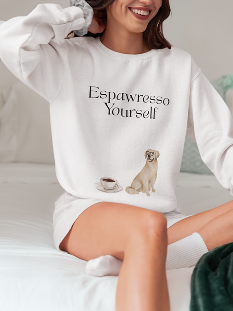 'Espawresso Yourself' Golden Retriever Unisex Crewneck Sweatshirt