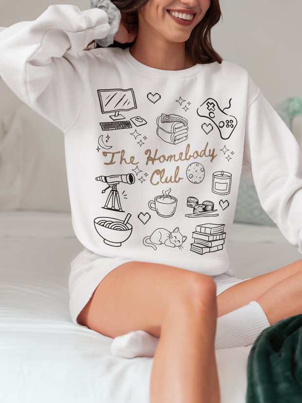 Homebody Club Crewneck Sweatshirt - Cozy Fashion, Casual Style, Gifts for Homebodies, Lounge Wear, Relaxation Apparel