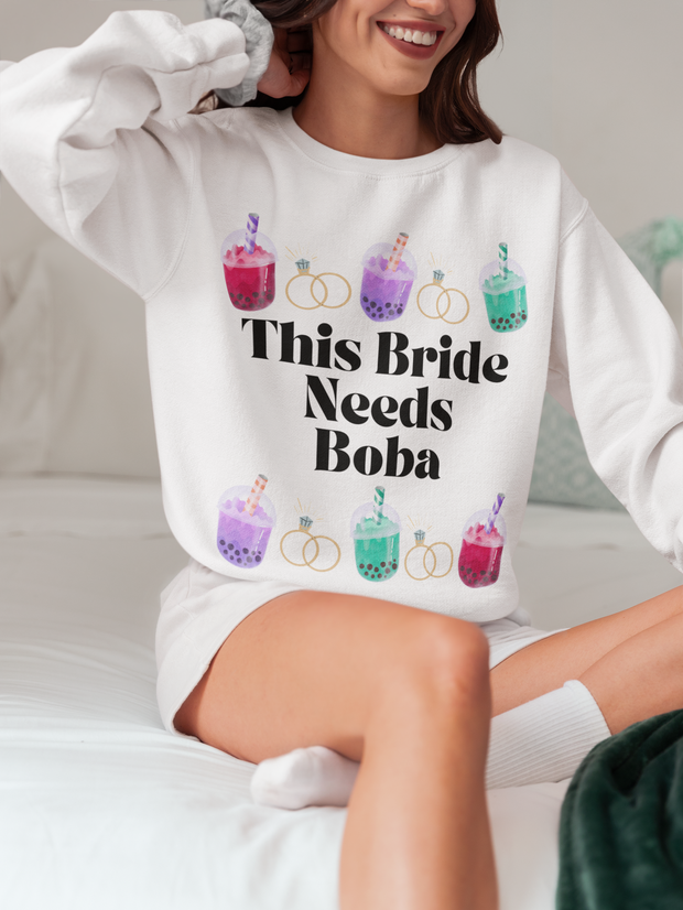 'This Bride Needs Boba' Unisex Crewneck Sweatshirt