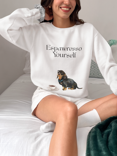 'Espawresso Yourself' Dachshund Unisex Crewneck Sweatshirt