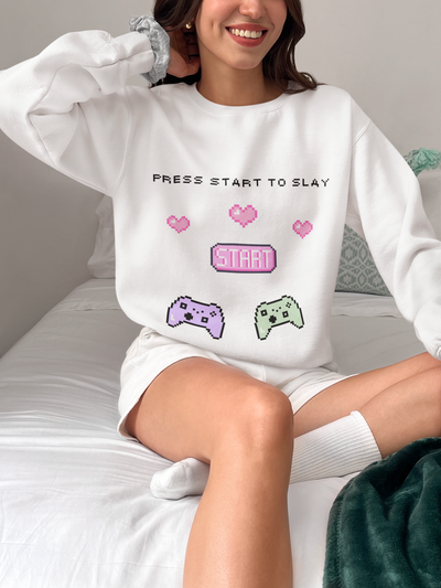 'Press Start to Slay' Unisex Crewneck Sweatshirt