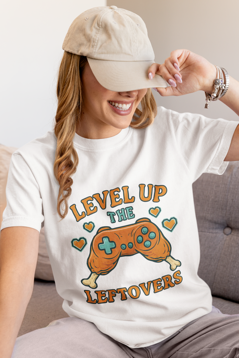 Gamer T-shirt - Level Up the Leftovers | Unisex Gaming Tee, Casual Wear, Game Night Shirt, Gift for Gamers, Funny Apparel