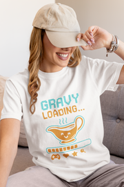 Gravy Loading Unisex Tee, Funny Foodie T-Shirt for Thanksgiving, Casual Wear, Gamer Gift, Comfort Fit