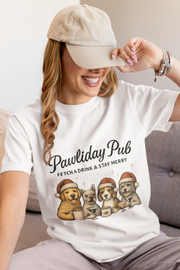 Pawdility Pub Holiday T-Shirt, Dog Lover Gift, Festive Pet Apparel, Cute Animal Tee, Merry Christmas Shirt, Pet-Themed Tee