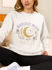 Harvest Moon Society Crewneck Sweatshirt, Cozy Autumn Sweatshirt, Unisex Fall Apparel, Moon Phase Gift, Seasonal Fashion