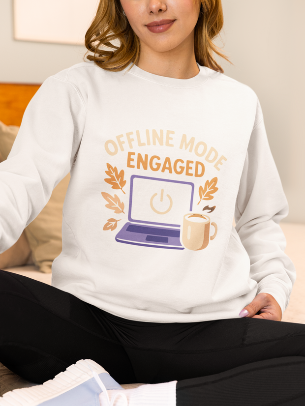 Cozy Offline Mode Sweatshirt, Relaxed Lounge Wear, Fall Fashion, Gift for Remote Workers, Engagement Celebration