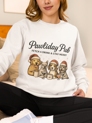 Pawlidday Pub Sweatshirt, Cozy Dog Lover Crewneck, Funny Pet Sweatshirt, Holiday Dog Apparel, Gift for Animal Lovers