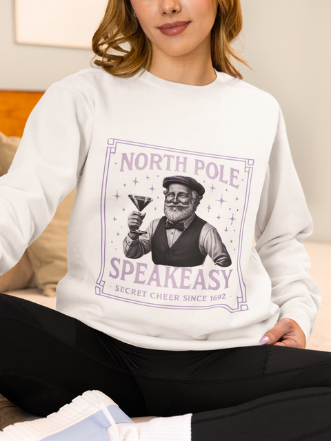 North Pole Speakeasy Crewneck Sweatshirt | Cozy Holiday Gift | Winter Wear | Christmas Sweatshirt | Unisex Comfy Apparel