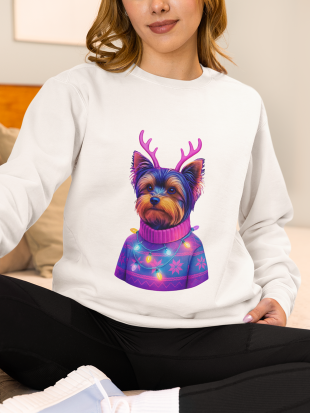 Festive Dog Sweatshirt, Cozy Unisex Crewneck, Pet Lover Gift, Holiday Apparel, Cute Dog Design