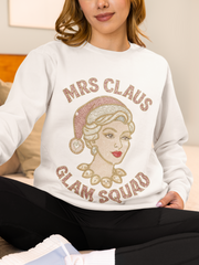 Mrs Claus Glam Squad Sweatshirt | Retro Mrs. Claus Illustration, Christmas Holiday Crewneck