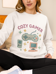 Cozy Gamer Sweatshirt, Unisex Crewneck, Gaming Gift, Comfortable Outfit, Video Game Apparel, Casual Style