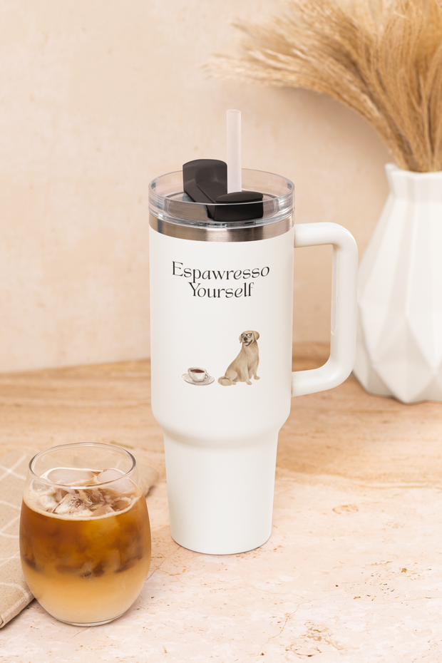 'Espawresso Yourself' Golden Retriever Insulated Travel Mug, 40oz